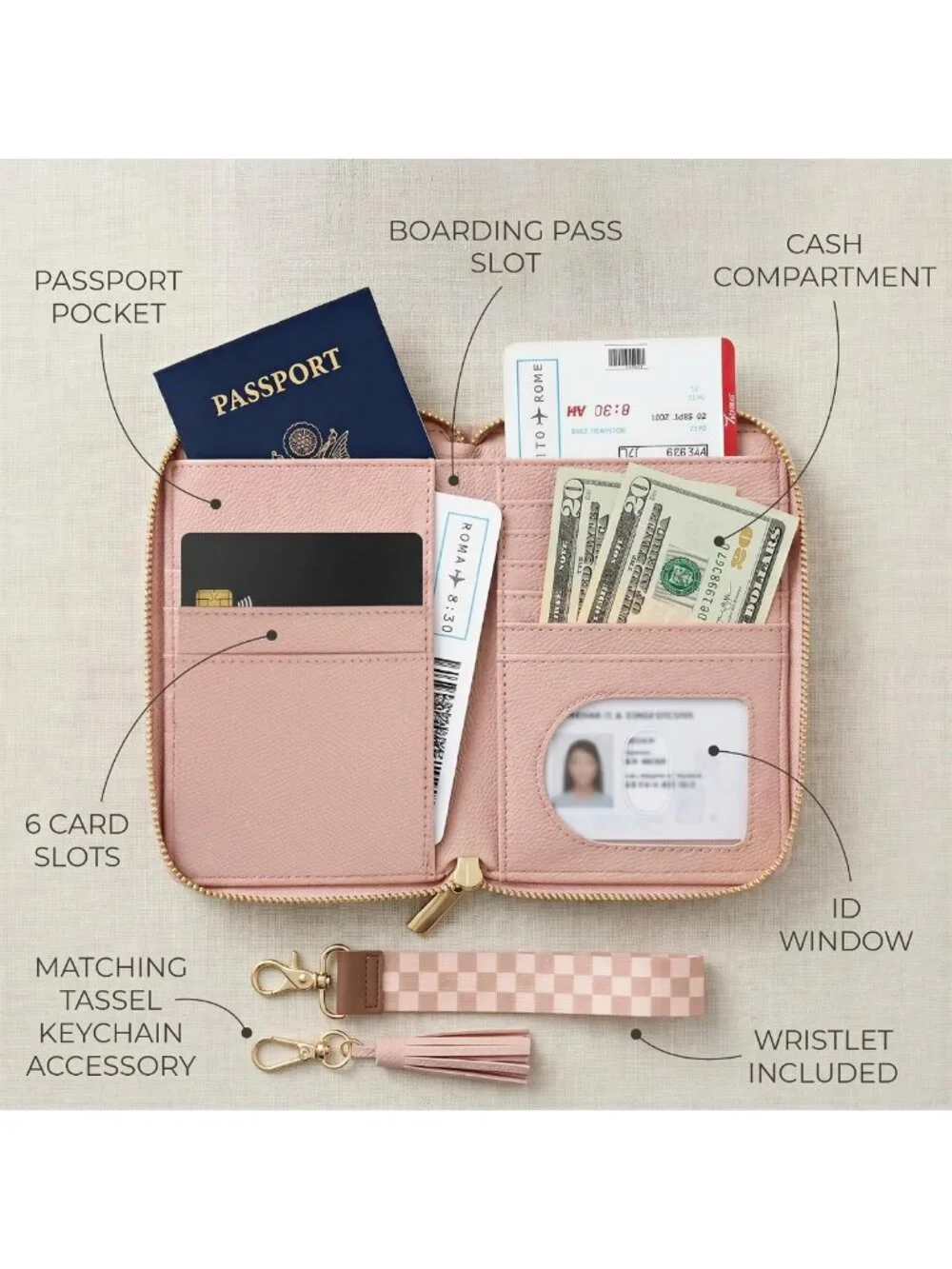 Stylish Travel Wallet & Passport Holder with Wristlet Strap - Perfect for